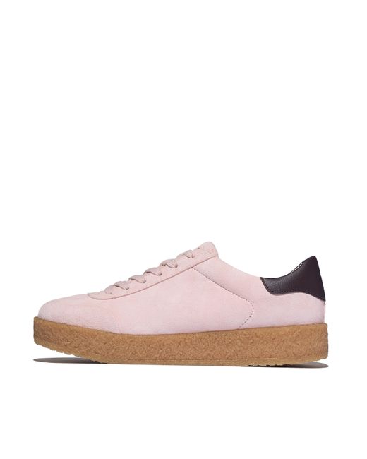 Fitflop Pink Rally T-toe Suede Crepe Sneakers