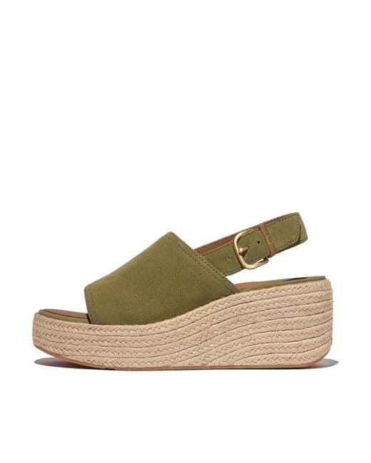 Fitflop Natural Women Platfforms Espadrille Suede Wedge Back-strap Sandals, Markdown