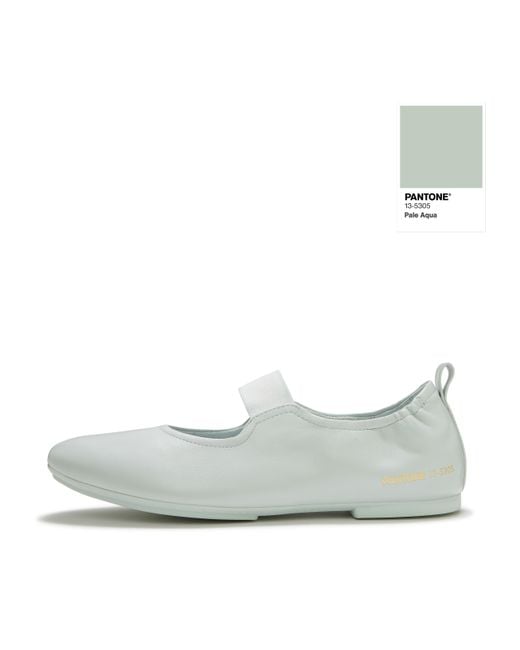 Fitflop White Delicato X Pantone Poise Leather Mary-Janes, Pale Aqua, Size: Uk