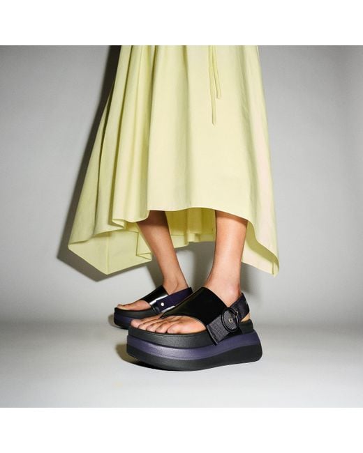 Fitflop Yellow Women F-mode Stack X Roksanda Leather/webbing Back-strap Toe-post Sandals Leather/nylon