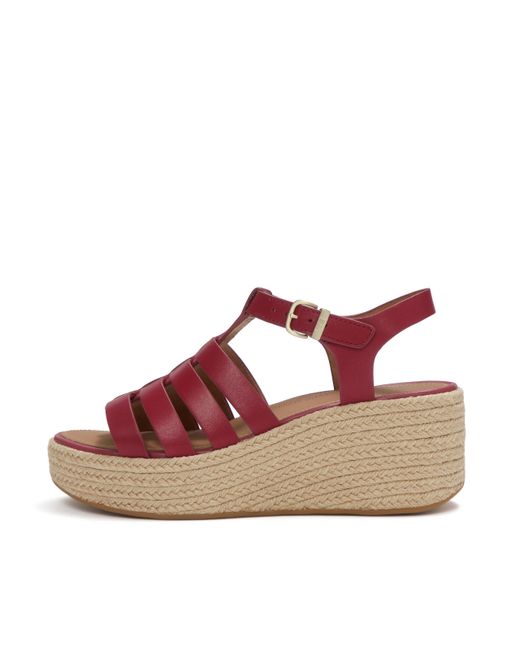 Fitflop Brown Platfforms Espadrille Leather Fisherman Wedge Sandals