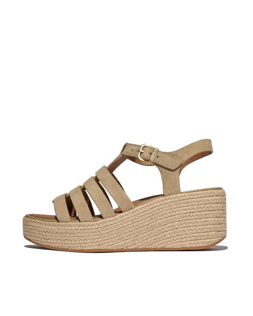 Fitflop Natural Platfforms Espadrille Suede Fisherman Wedge Sandals