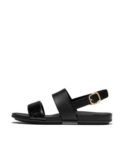 Fitflop Black Women Gracie Sequin Leather Back-strap Sandals Leather Sequin