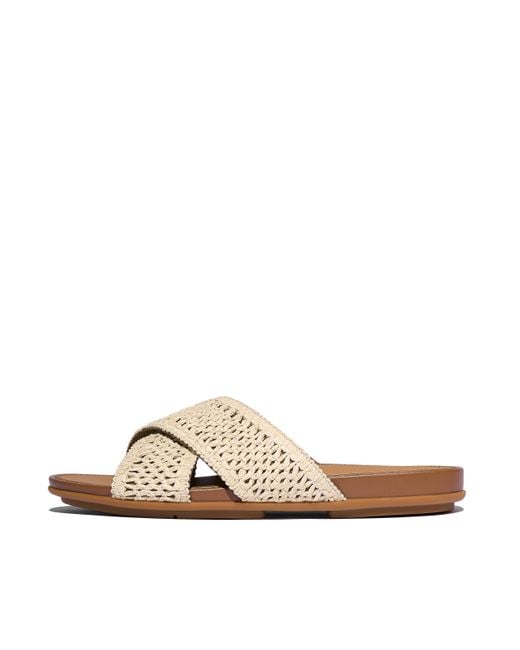 Fitflop Natural Women Gracie Woven Cross Slides Faux Raffia/polyester, Markdown