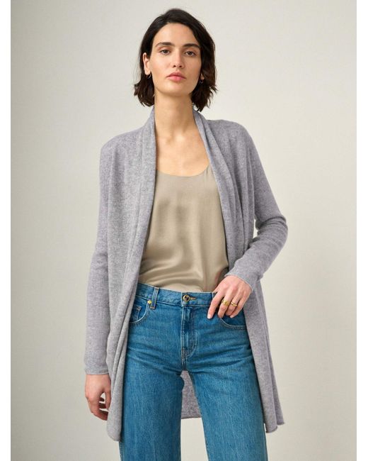 White + Warren Cashmere Trapeze Cardigan In Grey in Blue Lyst