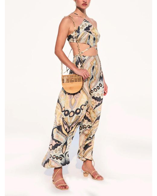 Cult Gaia Vella Silk Print Wide Leg 