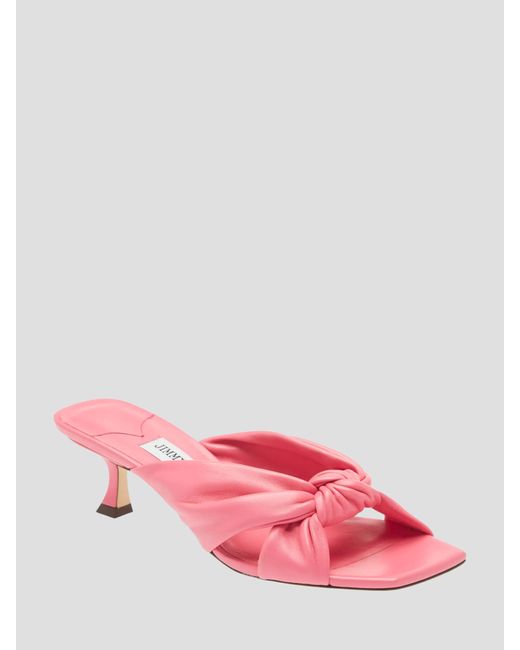 Jimmy Choo Avenue 50mm Nappa Leather Twist Sandal in Pink | Lyst
