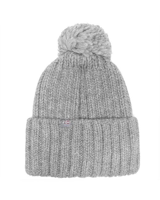 napapijri grey bobble hat