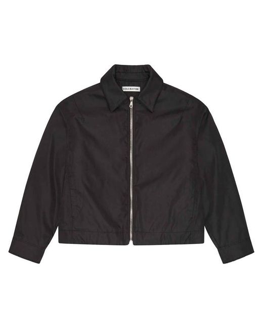 Cole Buxton Black Italian Long Sleeve Stand Collar Overshirt for men