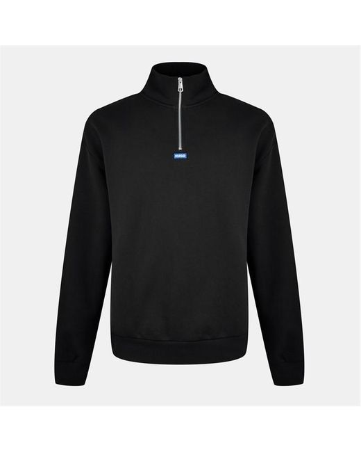 HUGO Black Kneeler Quarter Zip Sweatshirt for men
