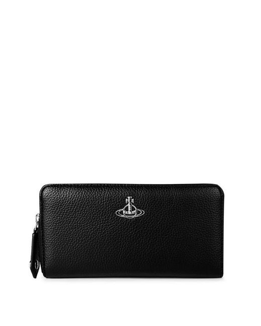 Vivienne Westwood Black Zip Around Logo Wallet