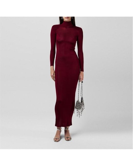 Self-Portrait Red Knit Maxi Dress