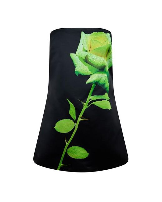 David Koma Green Rose Shift Mini Dress