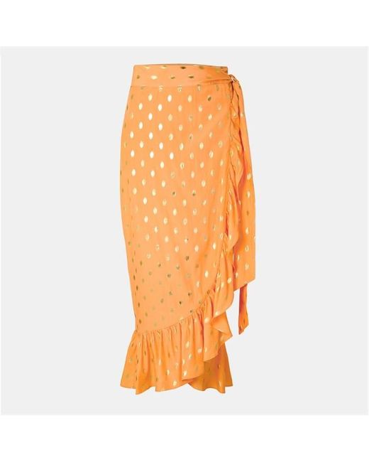 Never Fully Dressed Orange Fleck Jaspre Textured Wrap Skirt