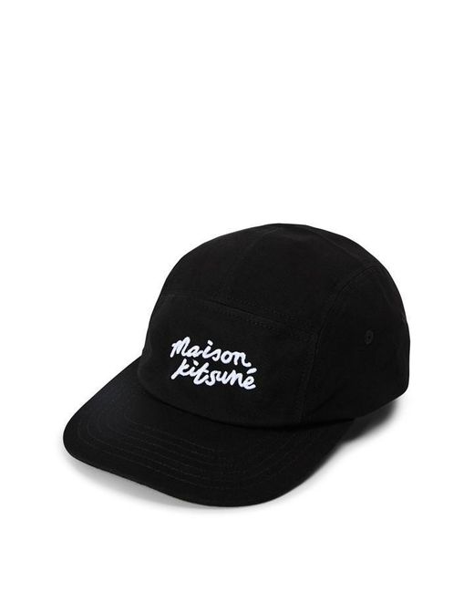 Maison Kitsuné Black Handwriting Baseball Cap for men