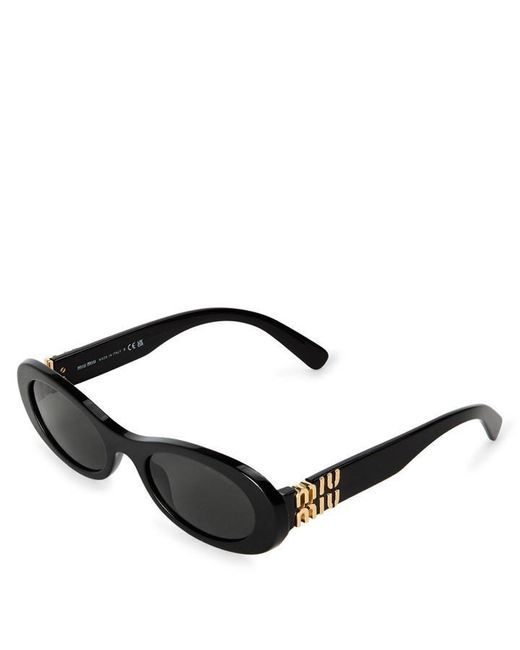 Miu Miu Black 0Mu 06Zs Oval Sunglasses
