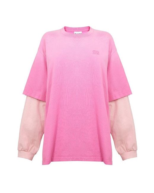Ganni Pink Long Sleeve T-Shirt
