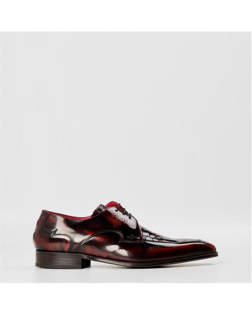 Jeffery West Brown Sopano Croc Derby Shoes for men