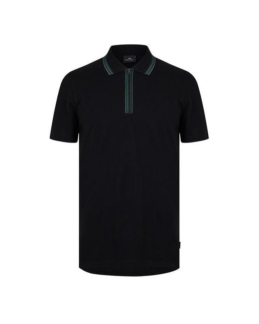 Paul Smith Black Ps Tipped Zip Polo Sn43 for men