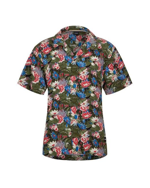 Boss Green Bodywear Beach Patterned Short Sleeve Shirt for men