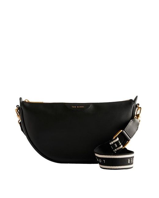 Ted Baker Green Essina Webbing Leather Half Moon Crossbody Bag