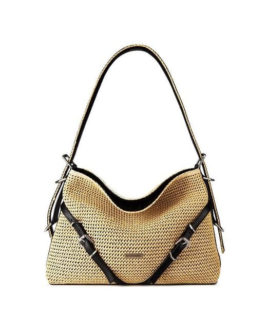Givenchy Metallic Voyou Calfskin Leather Medium Hobo Bag