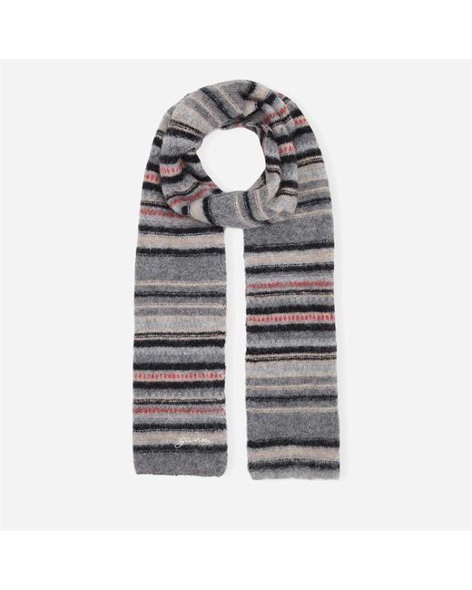 Ganni Gray Stripe Midweight Scarf