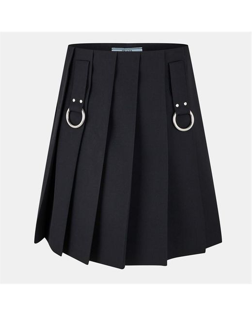 Prada Blue Pleated Gabardine Mini Skirt for men