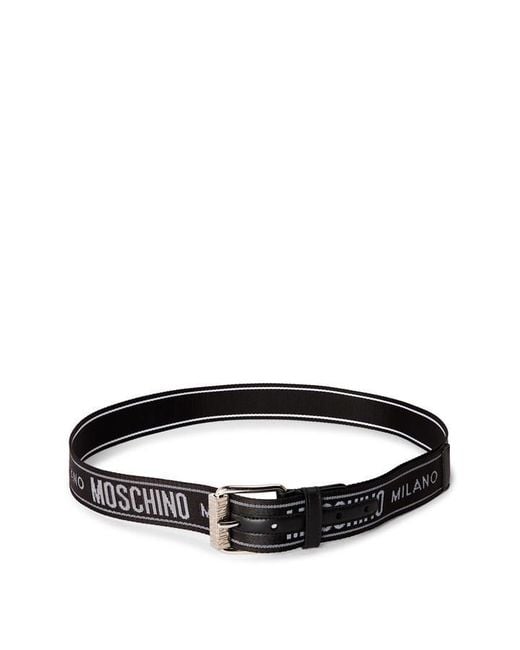 Moschino Black Leather Belt for men