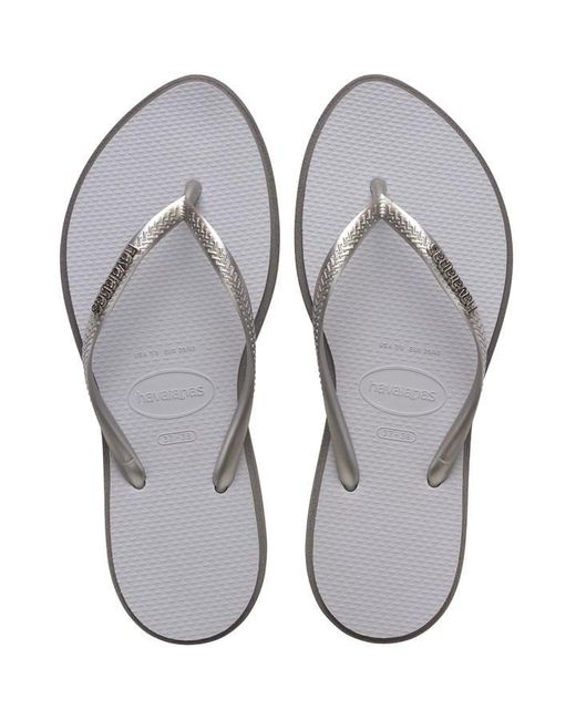 Havaianas Gray Slim Point Flip Flops