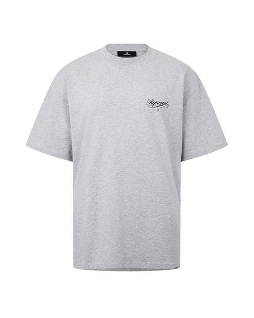 Represent Gray Script R Oversized T-Shirt for men