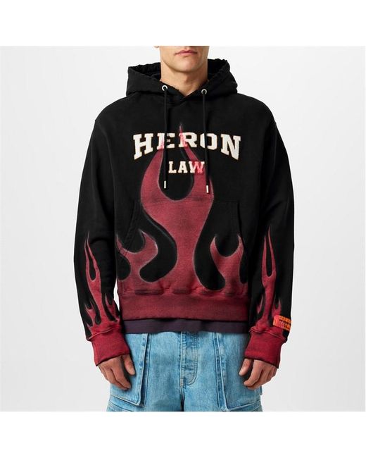 Heron Preston Black Law Flames Hoodie for men