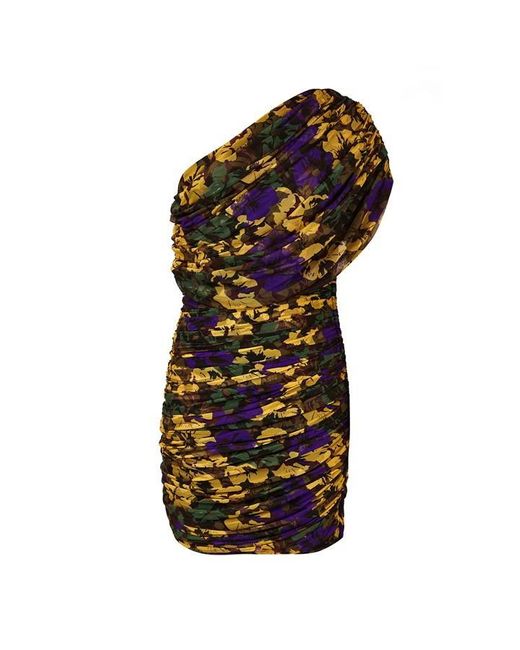 Saint Laurent Multicolor Tulle One Shoulder Mini Dress