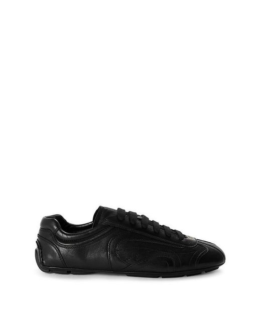 Prada Black Montacarlo Leather Low-Top Trainers for men