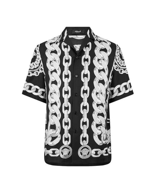 Versace Black Chains Silk Shirt for men