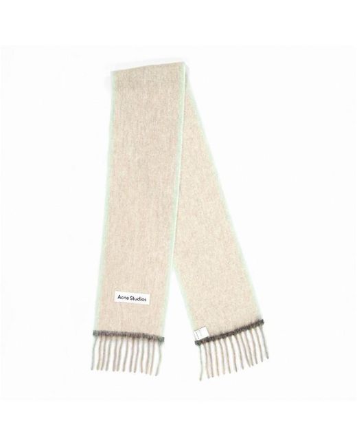 Acne White Logo Patch Knitted Scarf