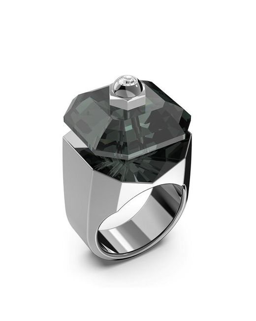 Swarovski Metallic Numina Cocktail Ring, Octagon Cut, Black, Ruthenium Plated