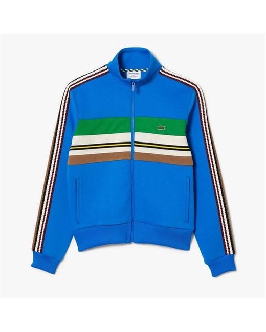Lacoste Blue Paris French Made Zipped Colourblock Sweatshirt for men