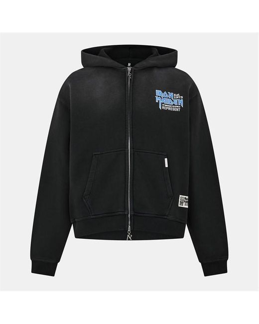 Represent Black X Iron Maiden Anniversary Cotton Zip Hoodie for men