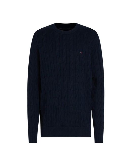 Tommy Hilfiger Black Classic Cotton Cable Crew Neck for men