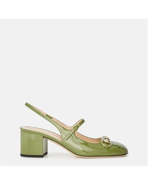 Gucci Green Horsebit Patent Leather Pumps