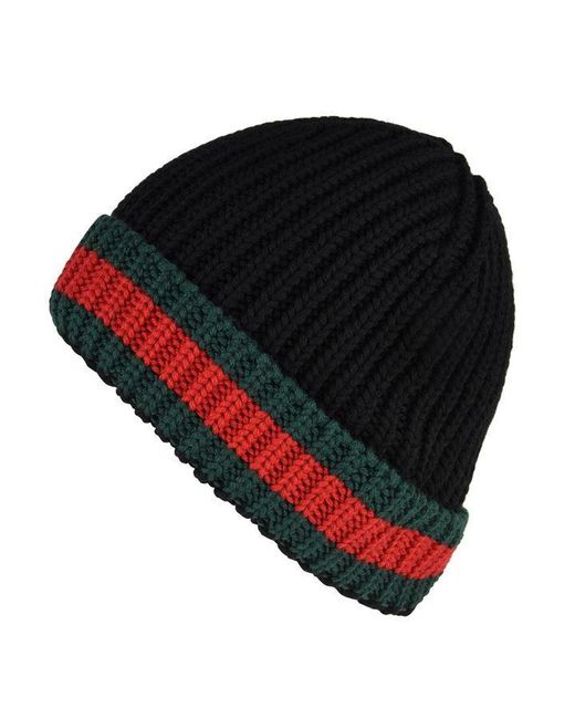 gucci web trim beanie hat