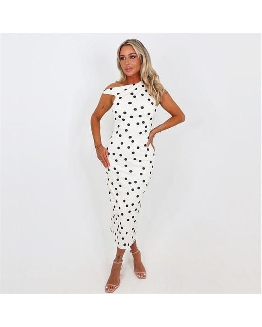 AX Paris Pink And Polka Dot Off The Shoulder Midi Dress
