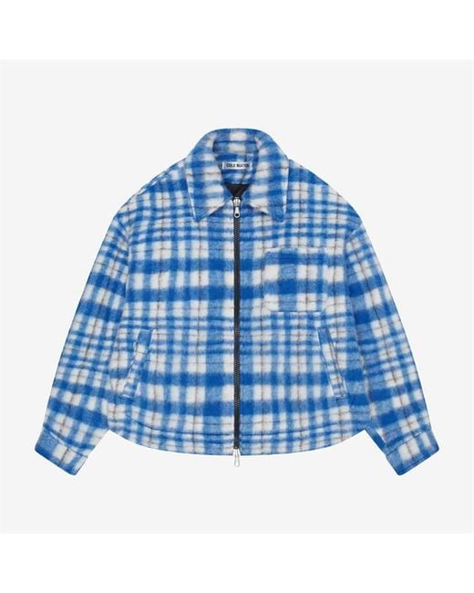 Cole Buxton Blue Logo Wool Overshirt for men