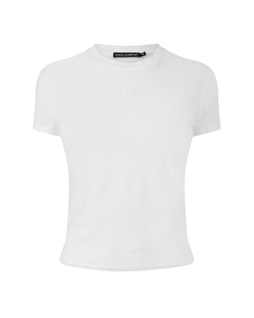Dolce & Gabbana White Dg Slm Fit T-Shirt Ld63