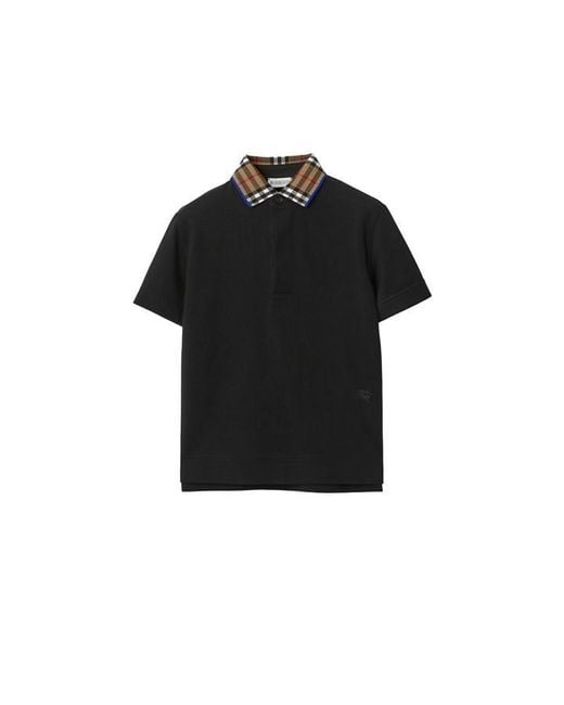 Burberry Black Organic Cotton Stretch Polo Shirt