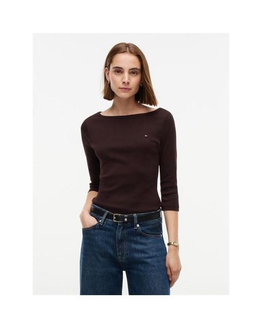 Tommy Hilfiger Black Cody Slim Boat Neck Long-Sleeve T-Shirt