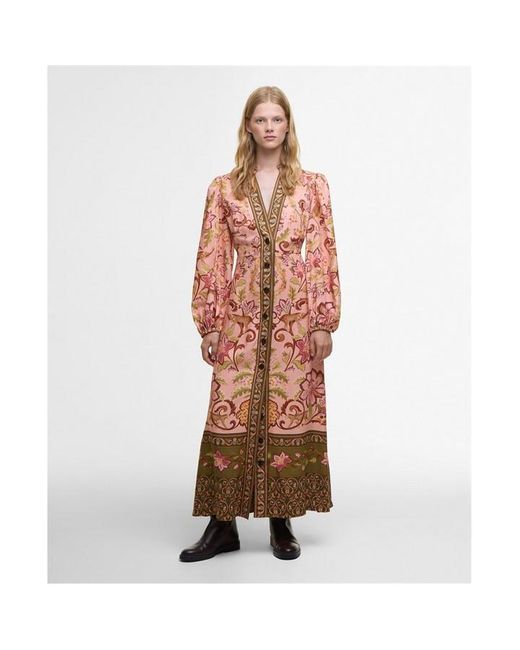 BARBOUR X FARM RIO Pink X Farm Rio Alice Long Sleeve Maxi Dress