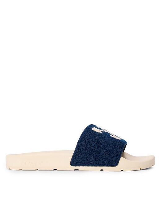 Off-White c/o Virgil Abloh Blue Terry Pool Sliders for men