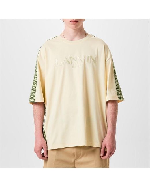 Lanvin Natural Embroidered Curb Trimmed T-shirt for men